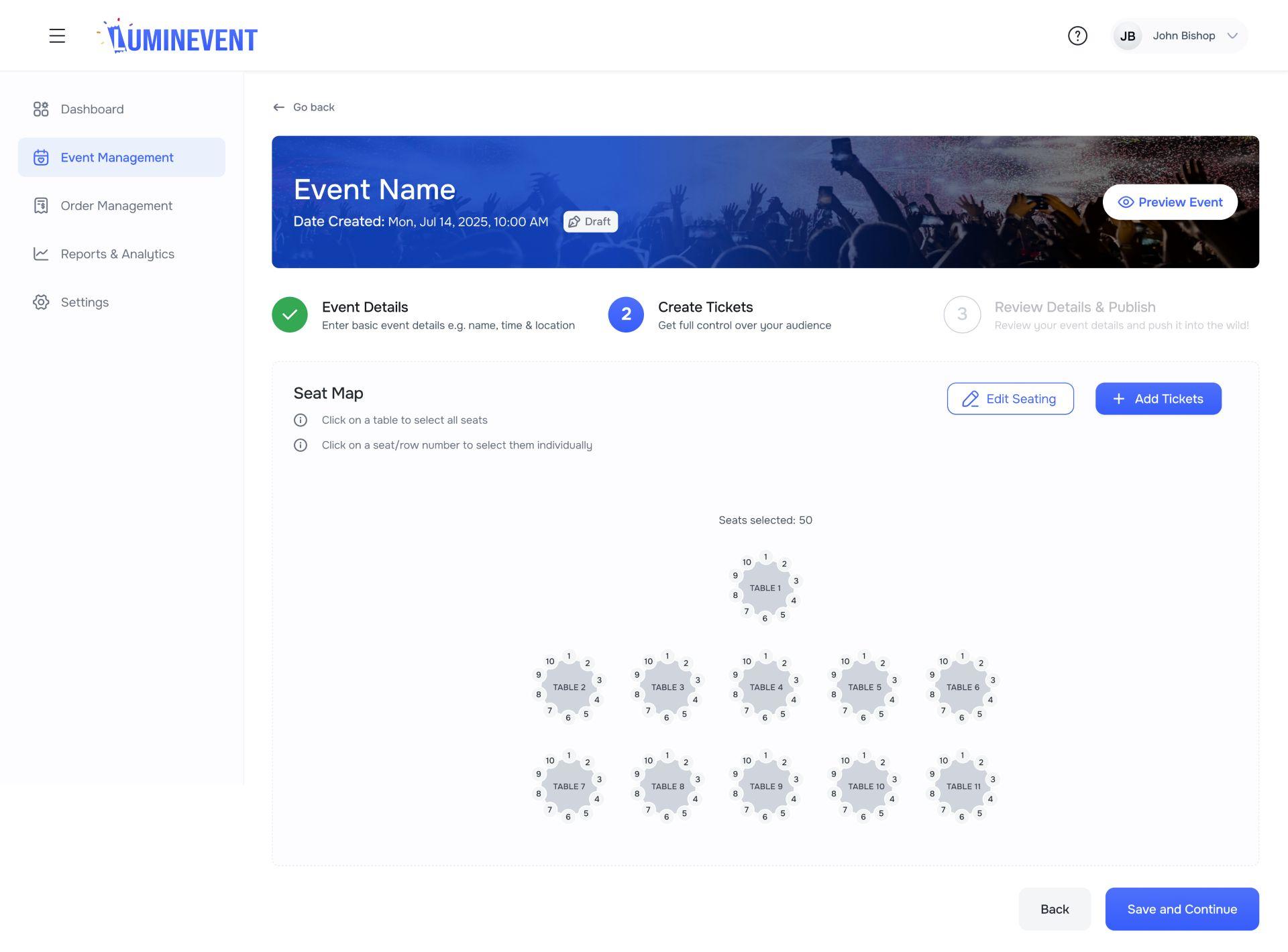 Luminevent seating allocation process